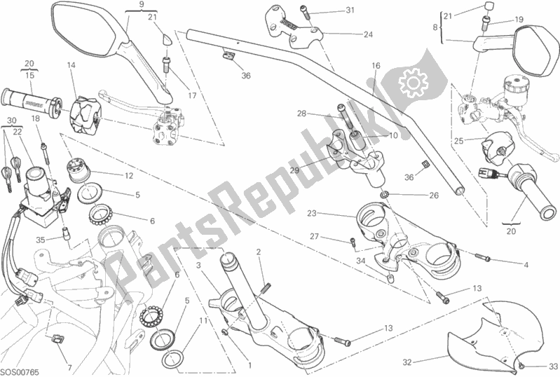 Toutes les pièces pour le Guidon du Ducati Multistrada 1200 ABS Brasil 2017